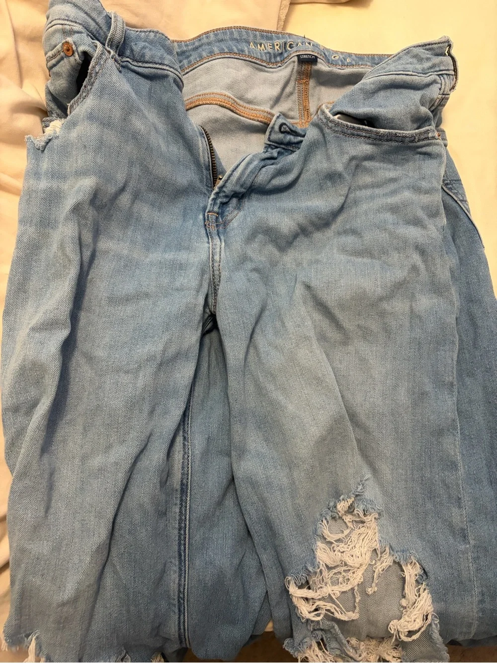 American Eagle Outfitters Light Blue Distressed Boyfriend Jeans